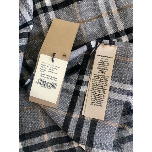 Burberry - Metallic Vintage Check Wool Silk Scarf - Picture 8 of 13
